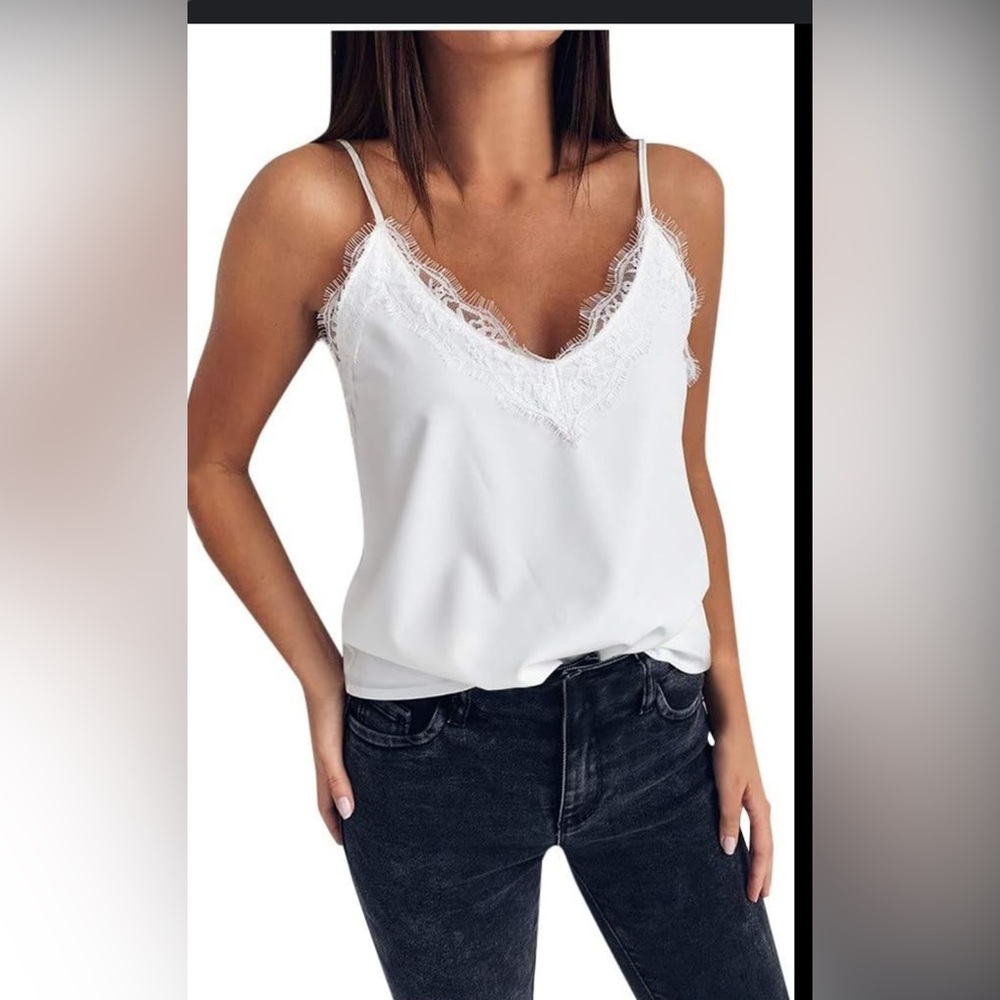 POL White Embellished Fitted Camisole